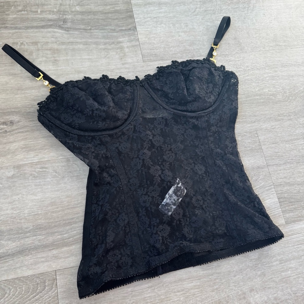Black Lace Bustier Top